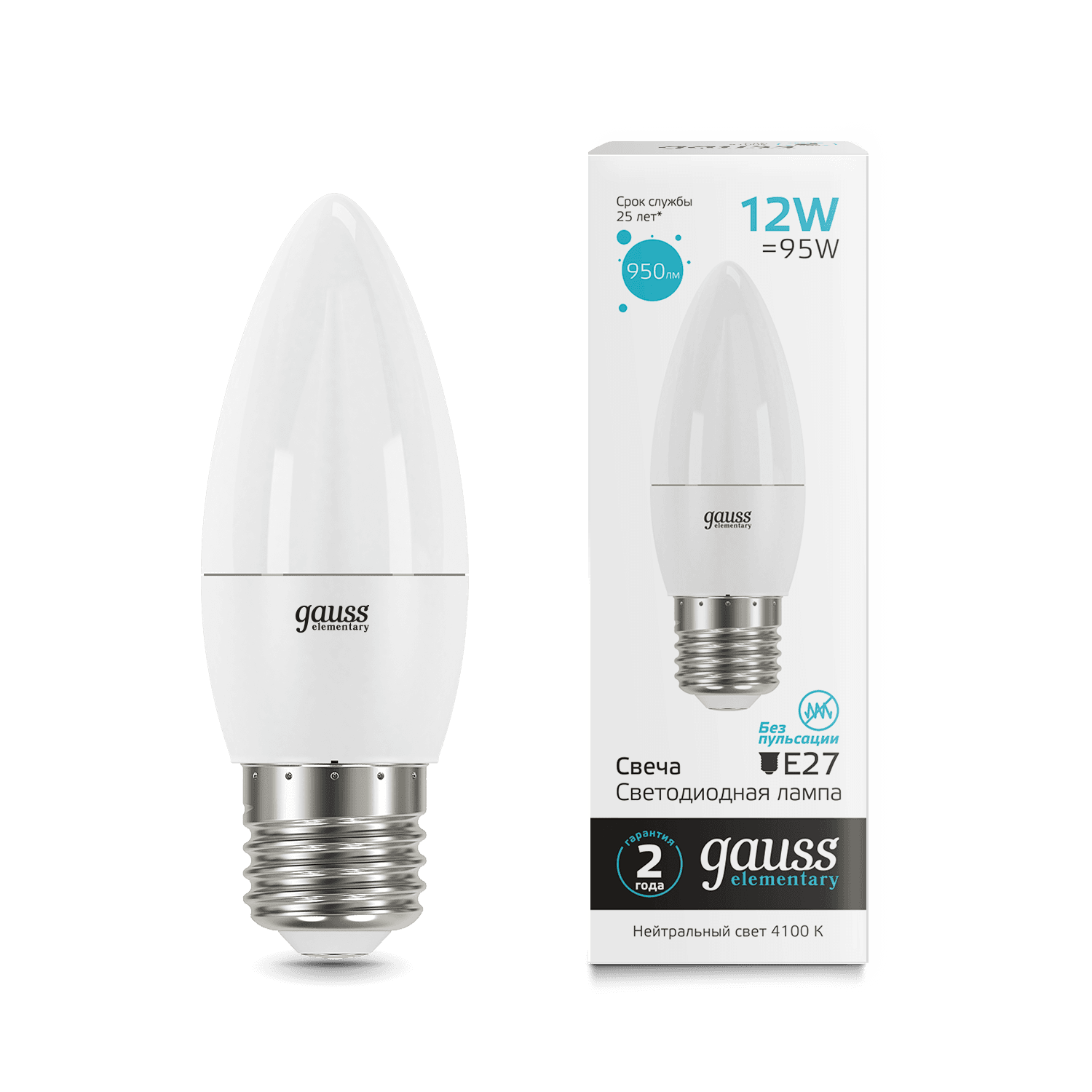 Gauss Лампа Elementary Свеча 12W 950lm 4100K E27 LED 30222 — миниатюра 8