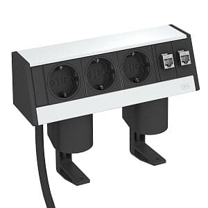 OBO Bettermann Настольный бокс со скобой DB укомплект (3 розетки 220В, 2 RJ45 категория 6 экранированные) алюминий 6116942 — миниатюра 2