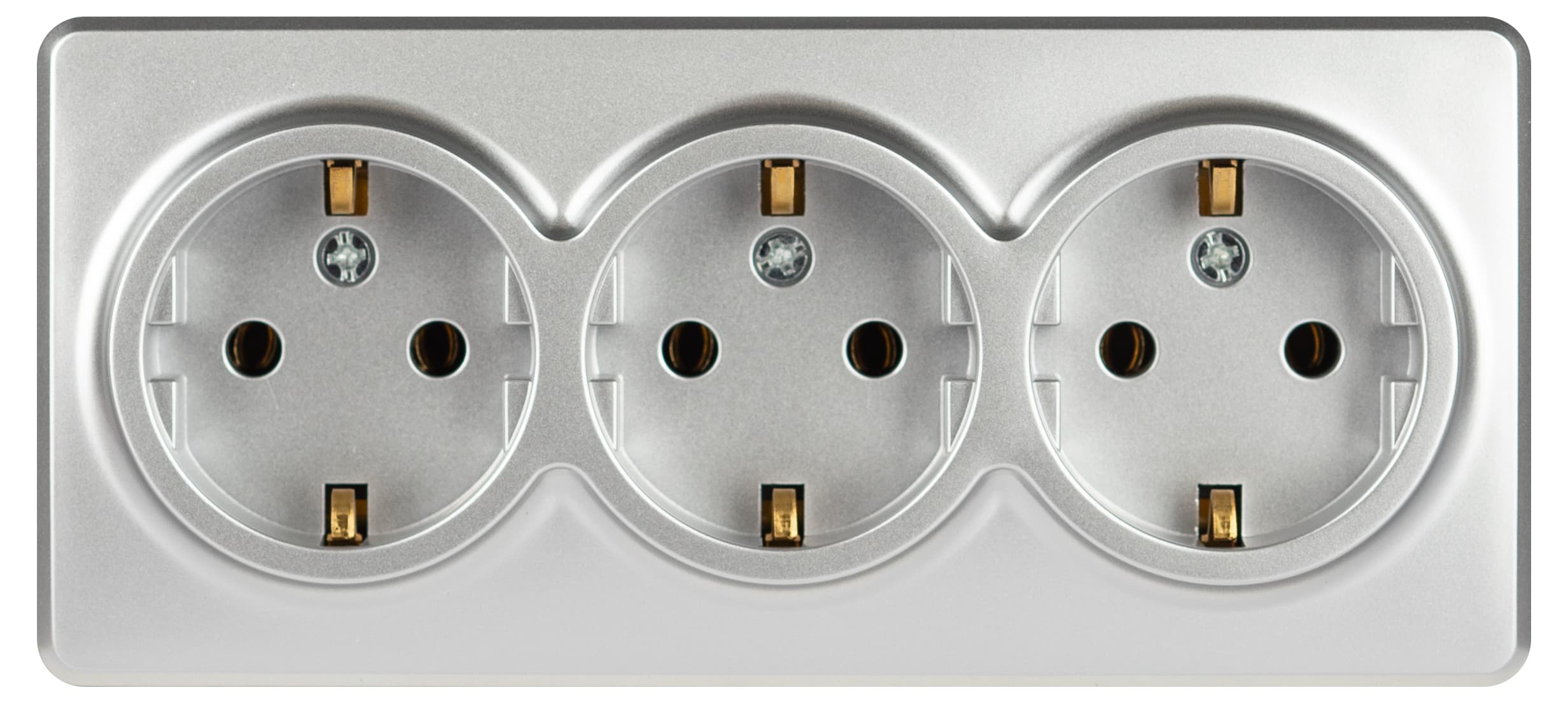 ЭРА Розетка Эксперт 11-2208-03 тройная с заземлением 3х2P+E Schuko IP20 16A-250В ОУ алюминий — миниатюра 3