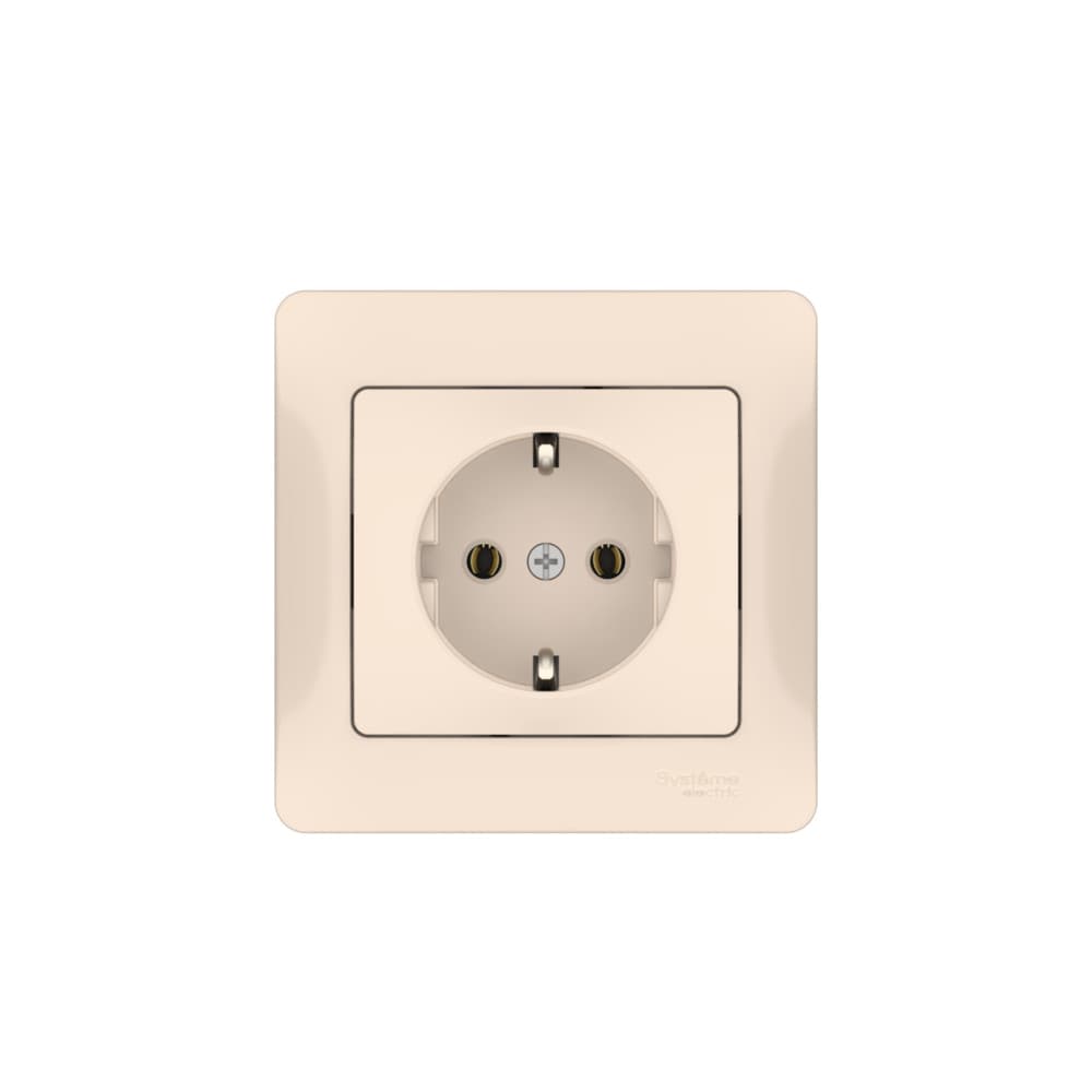 Systeme Electric Glossa Бежевый Розетка с заземлением, 16А, в сборе, быстрозажим. клем. — миниатюра 4
