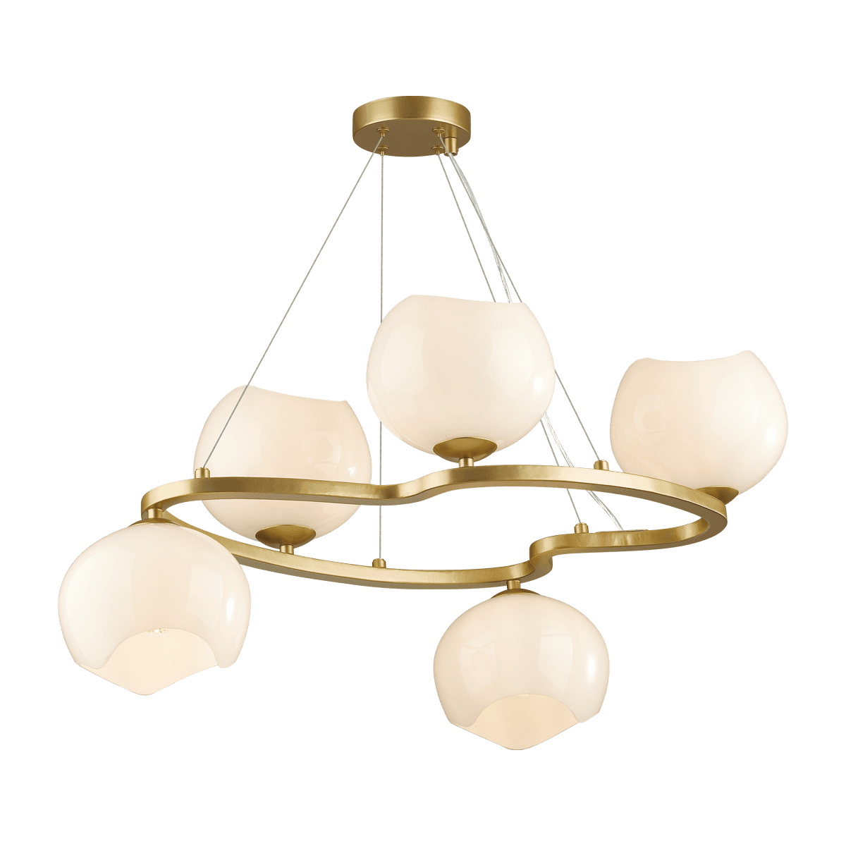 Odeon Light 4873/5 MODERN ODL_EX22 47 золотой/белый/стекло Люстра E14 5*40W WATERLILY — миниатюра 2