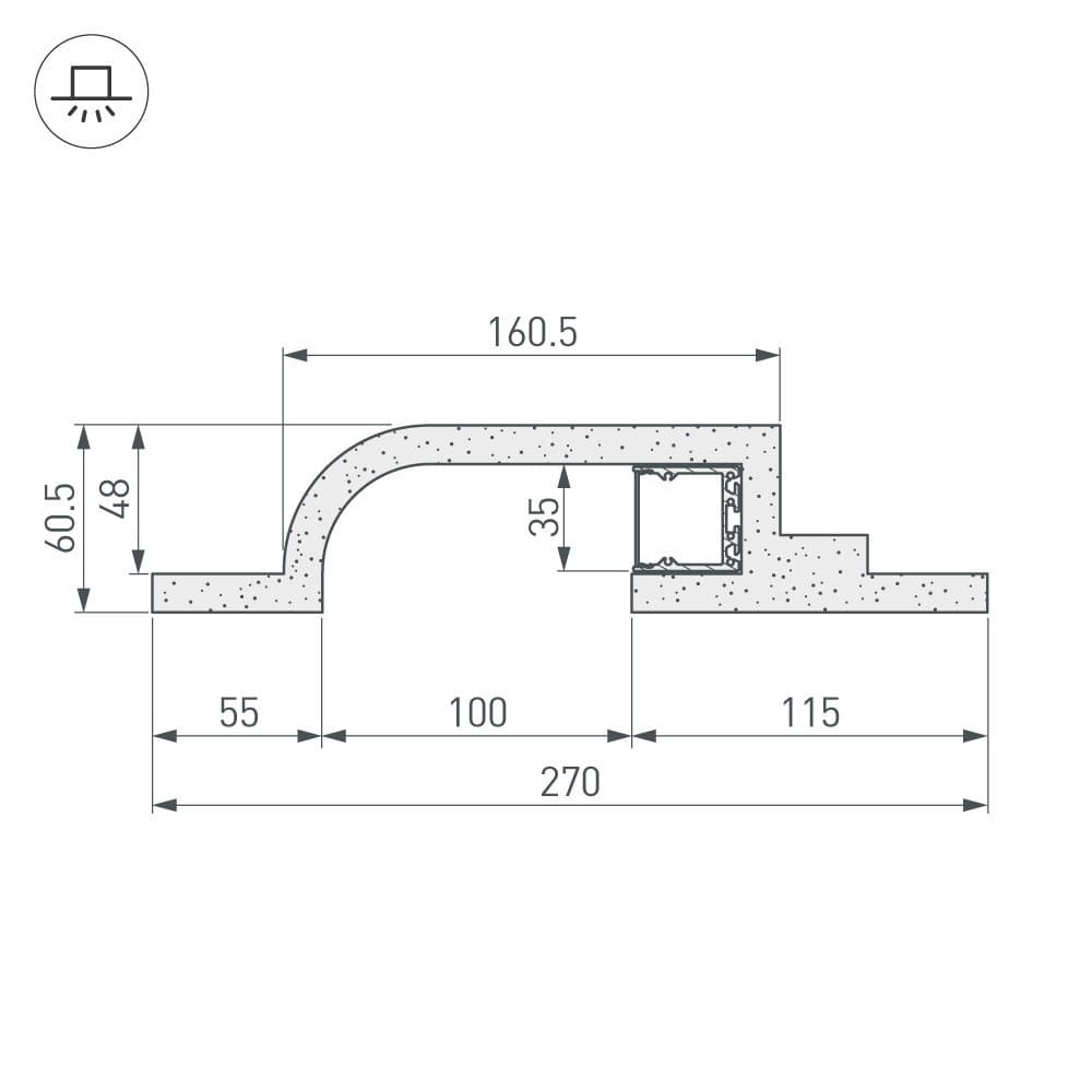 Arlight Гипсокартонный Модуль ARL-BAY-ROUND-35-2000 (ГКЛ 12.5мм) (-) 022262 — миниатюра 2