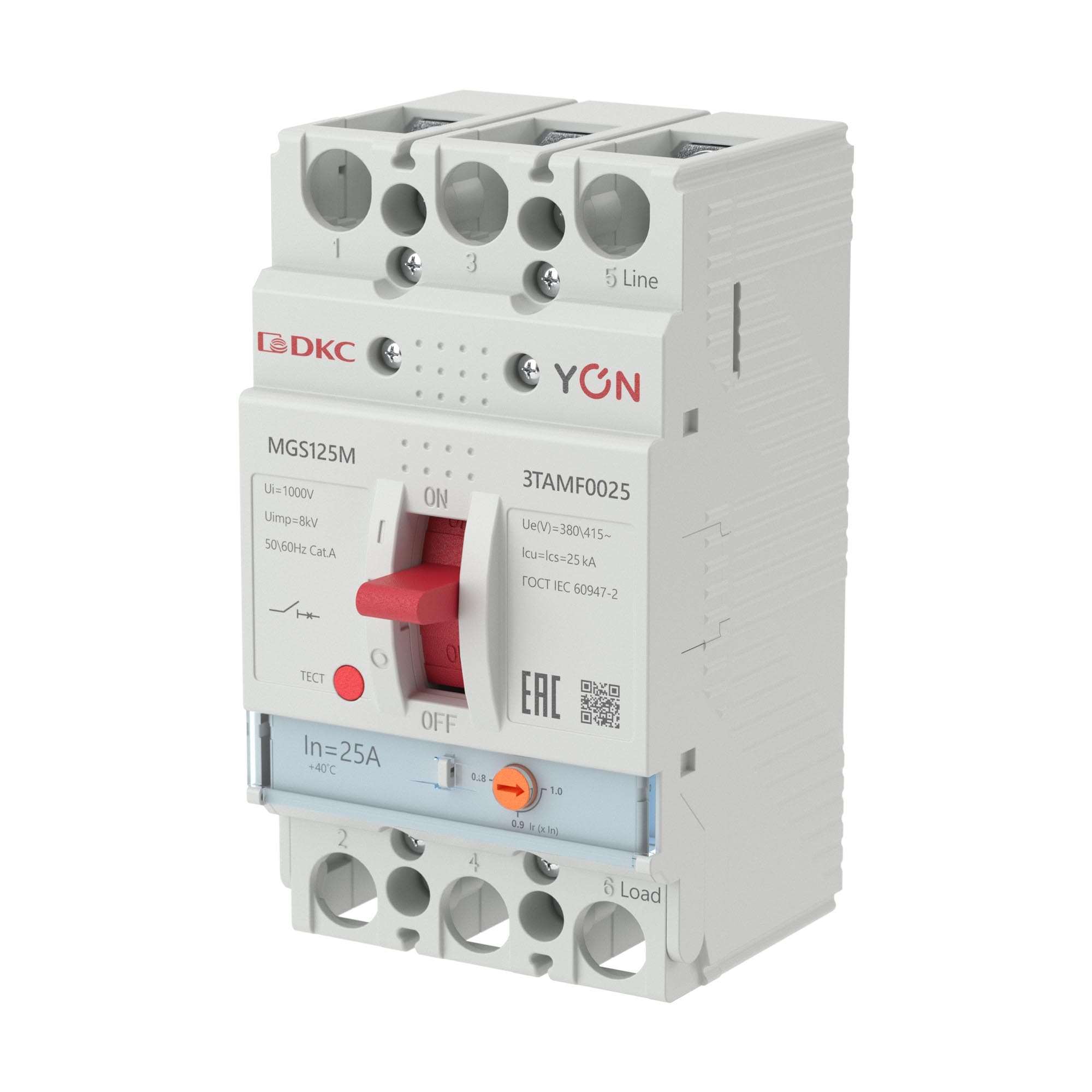 DKC Авт. выкл. YON MGS125 3P 20-25A 25kA — миниатюра 1