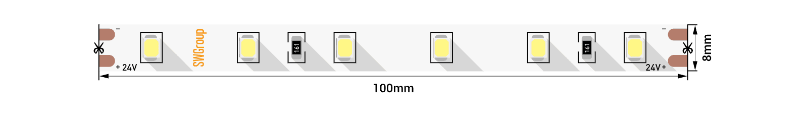 SWG Лента светодиодная ПРО 2835, 60 LED/м, 4,8 Вт/м, 24В , IP20, Цвет: Нейтральный белый 005271