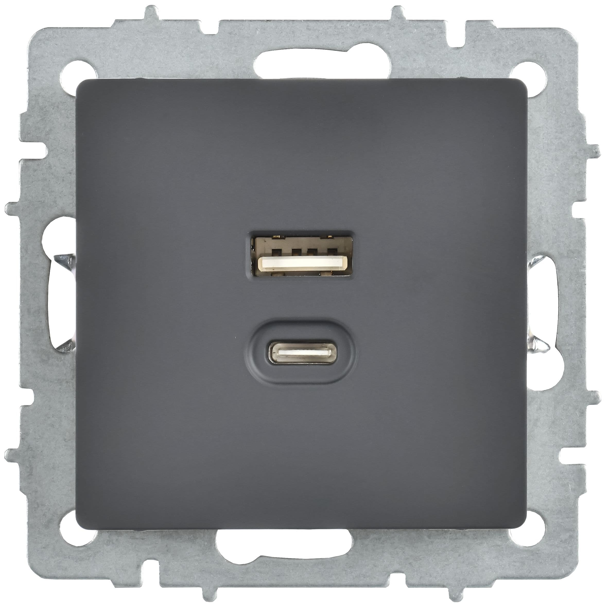 IEK BRITE Роз. USB A+C 45Вт высокоск. зар. РЮ11-2-БрГ граф. — миниатюра 2
