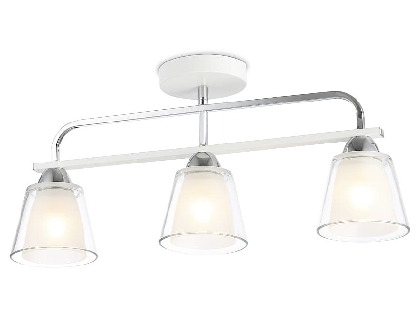 Ambrella Светильник потолочный TR303233/3 WH/CH/CL/FR белый/хром/прозрачный/белый матовый E27*3 max 60W 550*120*250