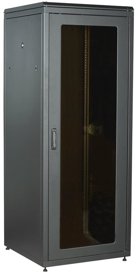 IEK LINEA N ITK 28U 800х800мм стеклянная передняя дверь,, задняяя металлическая черный LN05-28U88-GM