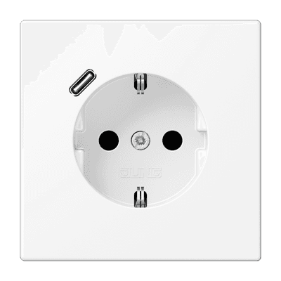 JUNG LS 990 Белый матовый Розетка с USB-зарядным устройством, тип С, SCHUKO LS1520-18CWWM