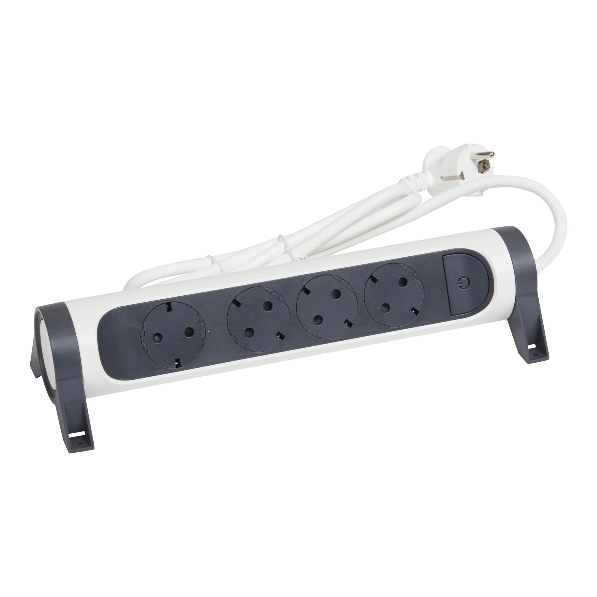 Legrand Revolution Комфорт Бело-черный Удлинитель 4x2К+З с выкл., кабель 3м, плоские розетки, фиксируемый поворотный блок 694536 — миниатюра 4
