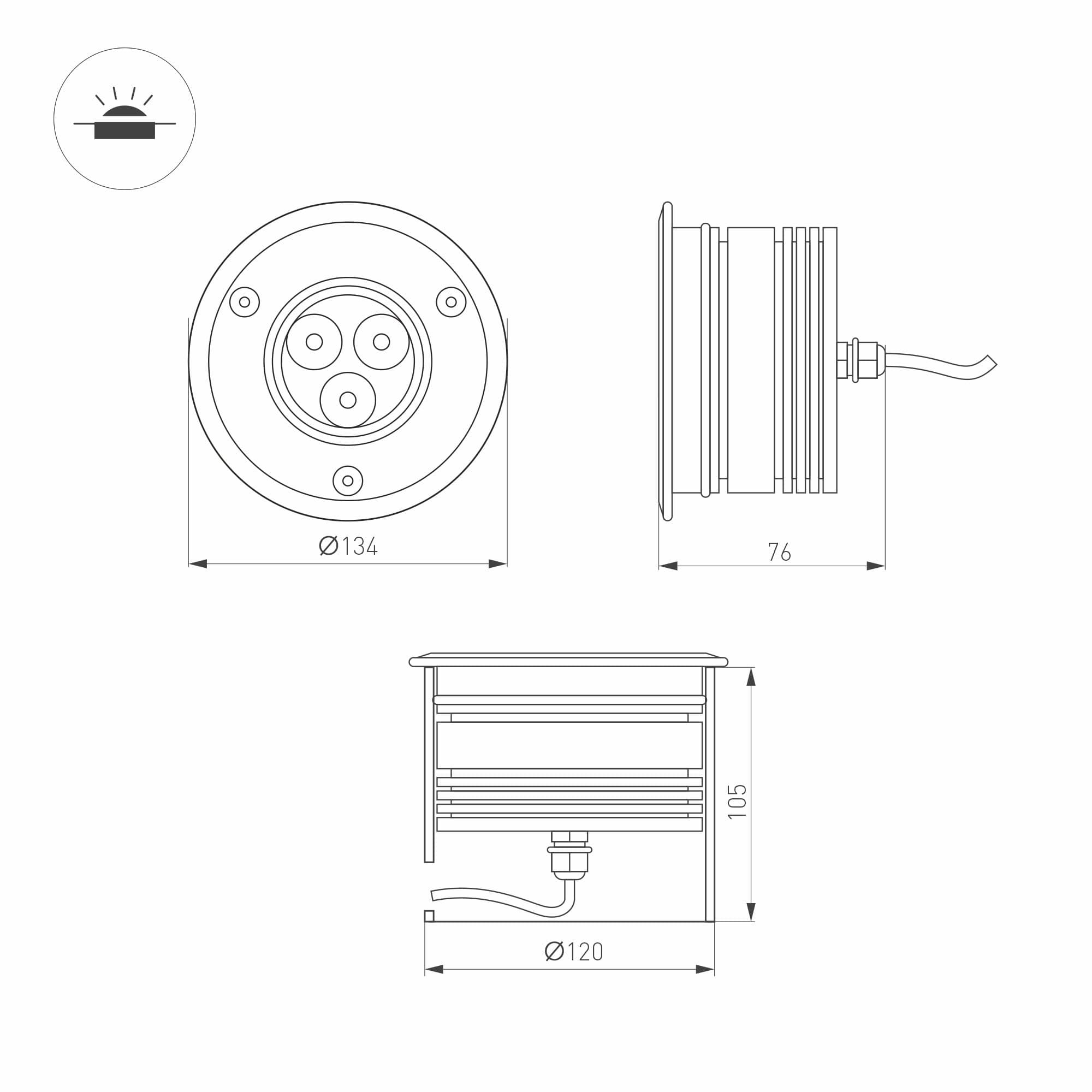 Arlight Светильник ART-GROUND-COLOR-TURN-R115-9W RGB (SL, 25 deg, 24V) (IP67 Металл, 3 года) 024961 — миниатюра 7