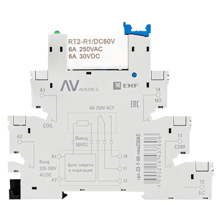 EKF Реле промежуточное с розеткой в сборе РП slim 23/1 6A 230В AC rps-23-1-60-rms230АС — миниатюра 5