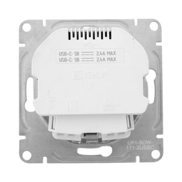 EKF Механизм розетки с USB-C - 2шт, 16А, с заземлением, со шторками, белый Эпика — миниатюра 7