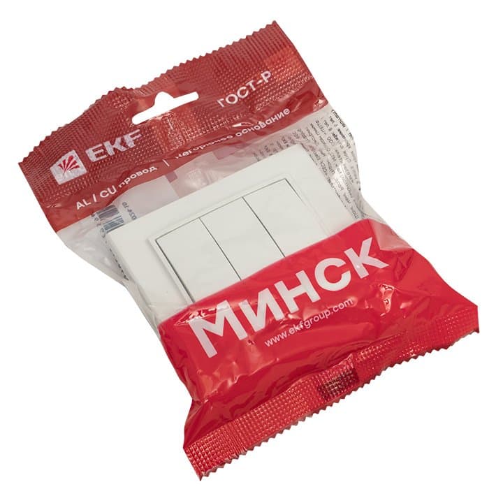 EKF Basic Минск Белый Выключатель 3-кл, 10А, СП — миниатюра 6