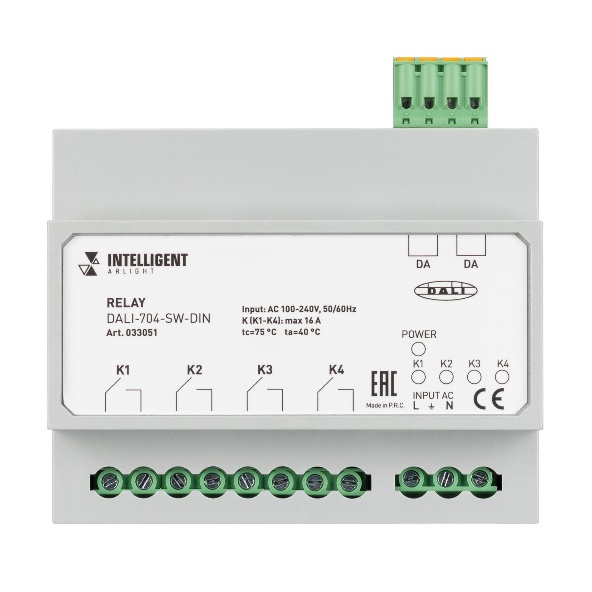 Arlight INTELLIGENT Релейный модуль DALI-704-SW-DIN (BUS, 4х16A) (INTELLIGENT IP20 Пластик, 3 года) 033051 — миниатюра 2