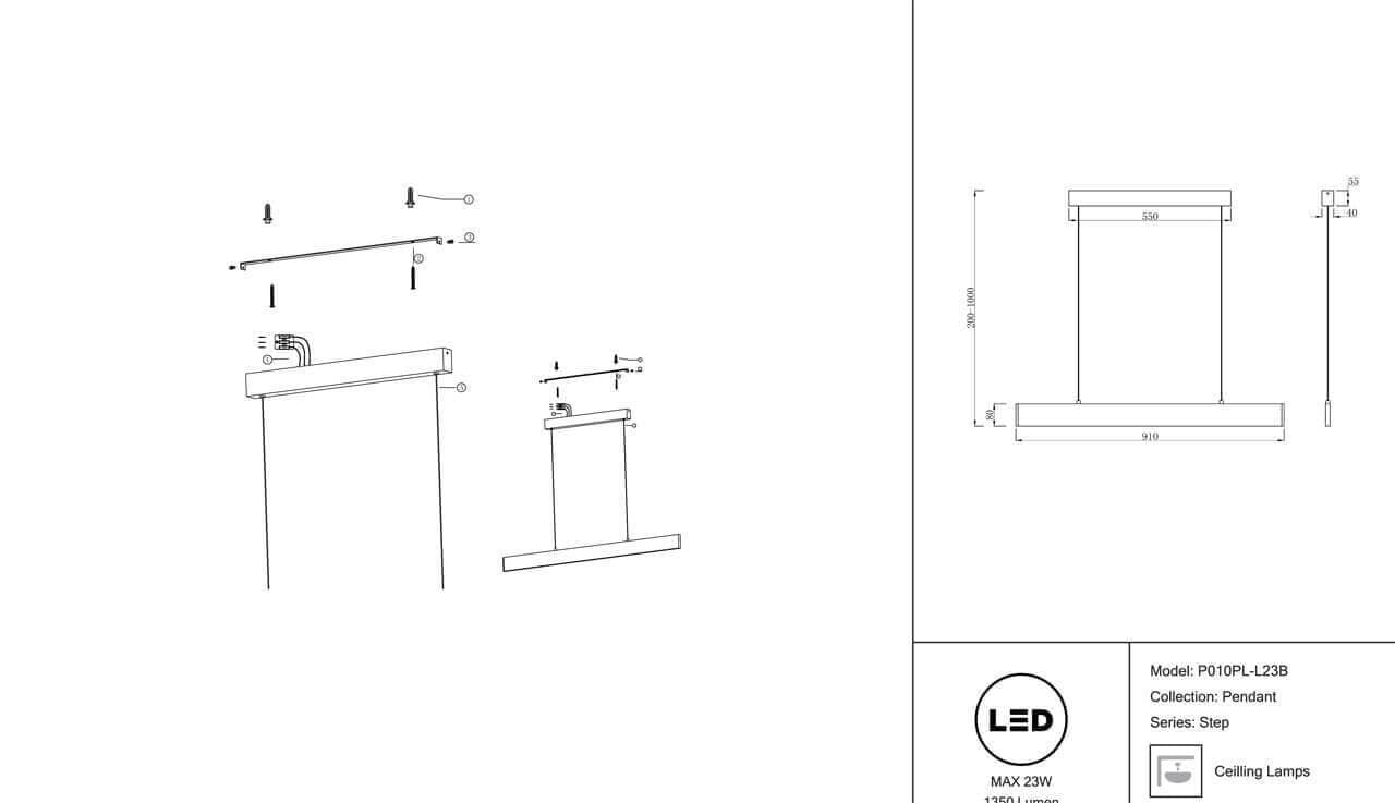 Maytoni Technical Step Черный Подвесной светильник LED 23W 1350Лм P010PL-L23B — миниатюра 6