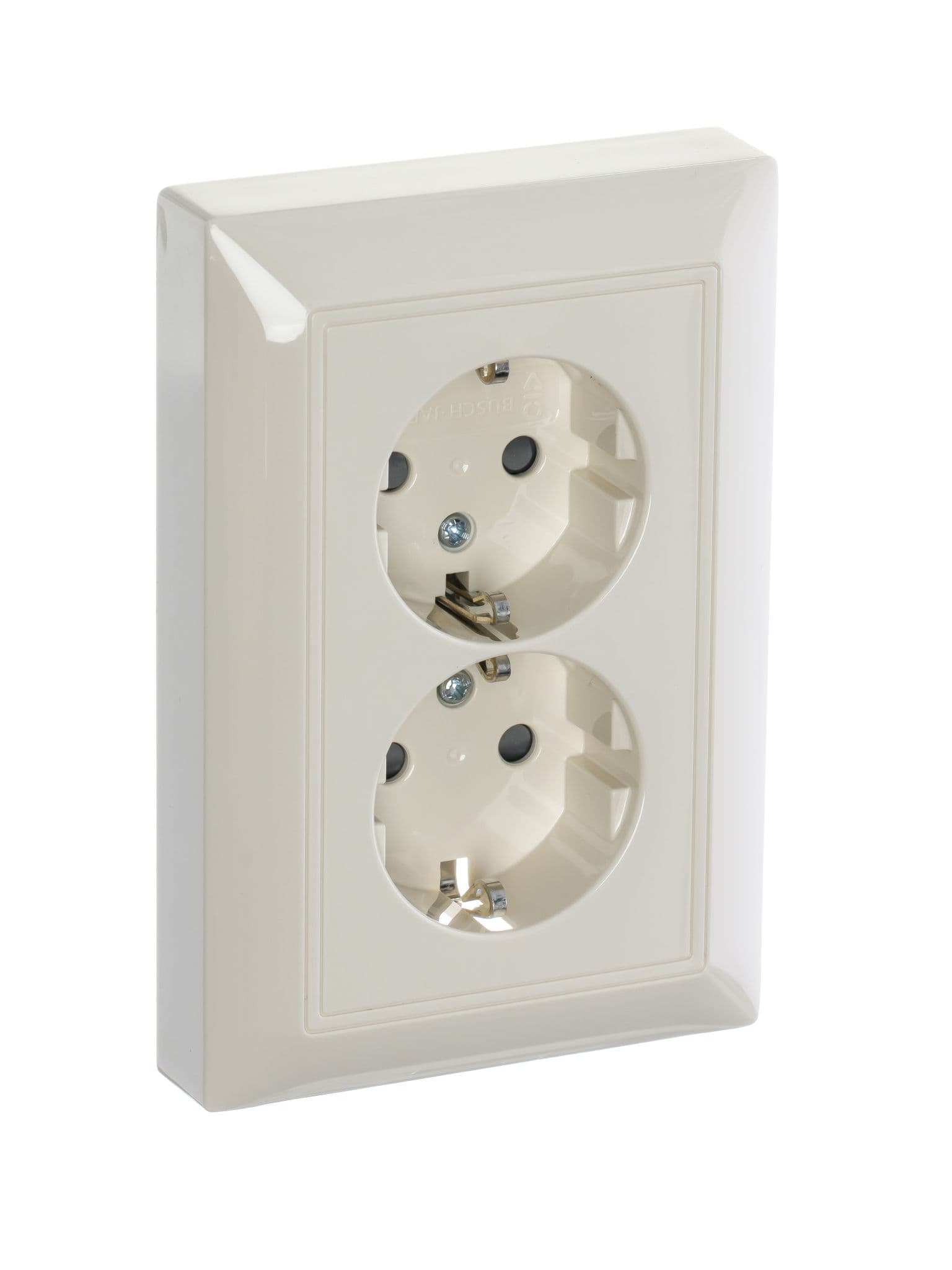 ABB BJB Basic 55 Беж Розетка 2-ая с/з моноблок, с защитными шторками 2CKA002021A0379 — миниатюра 3