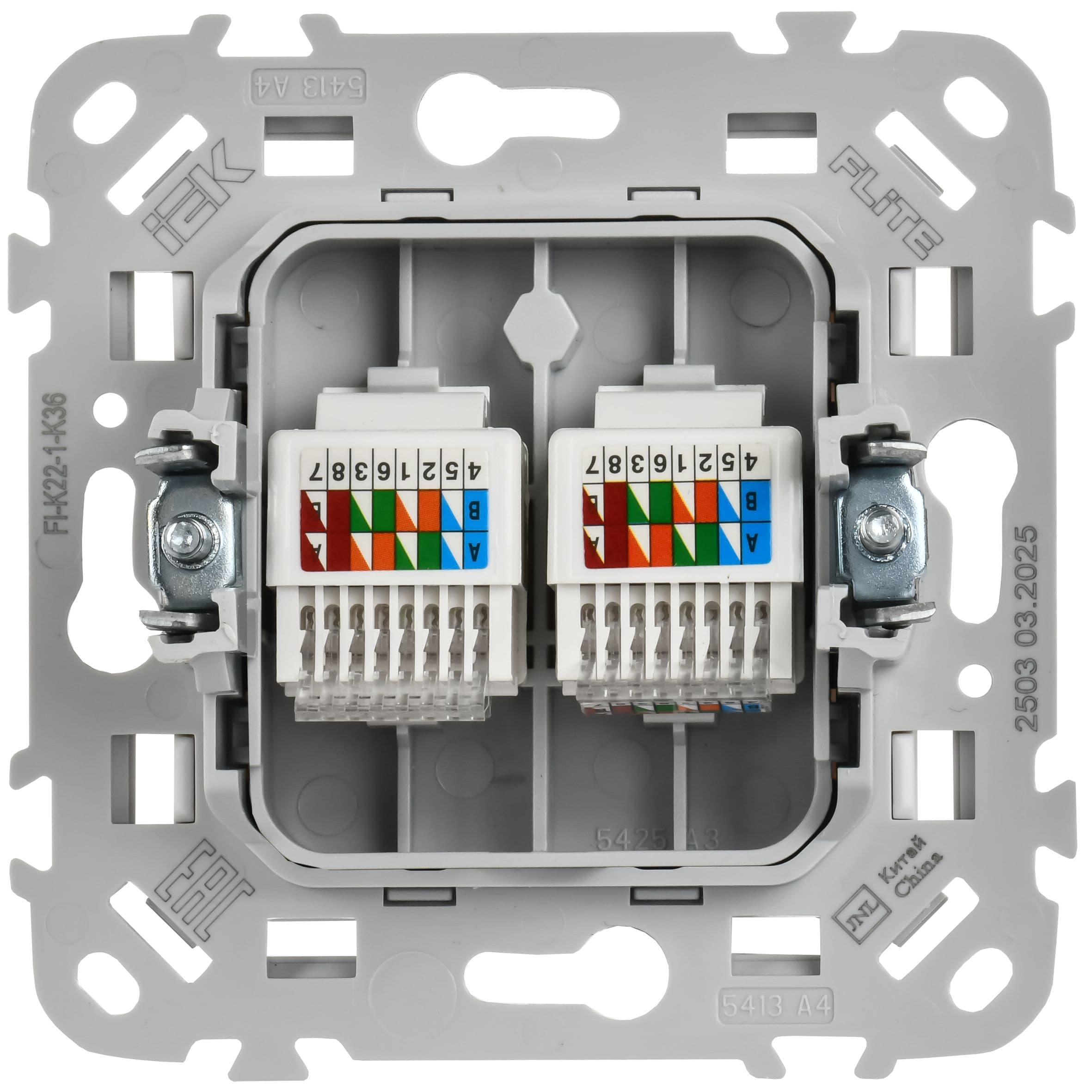 IEK FLITE Жемчуг Розетка 2-местная компьютерная RJ45 категория 5Е UTP — миниатюра 3