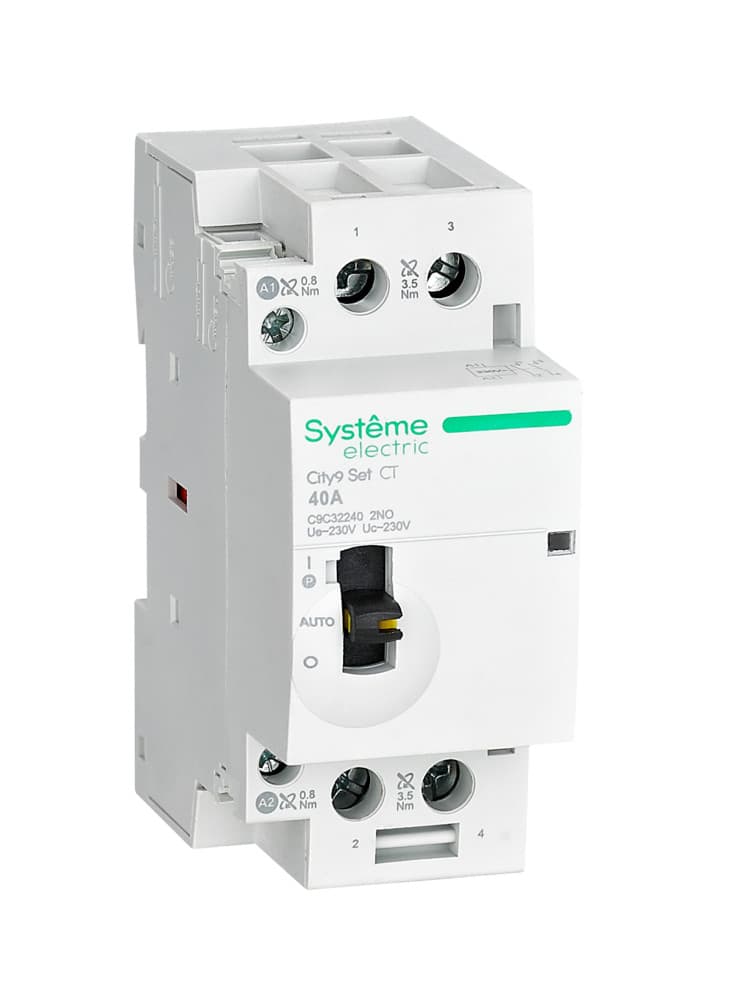 Systeme Electric City9 SET Модульный контактор 2P 2НО 40A, Ручное управление, AC 230В-230В