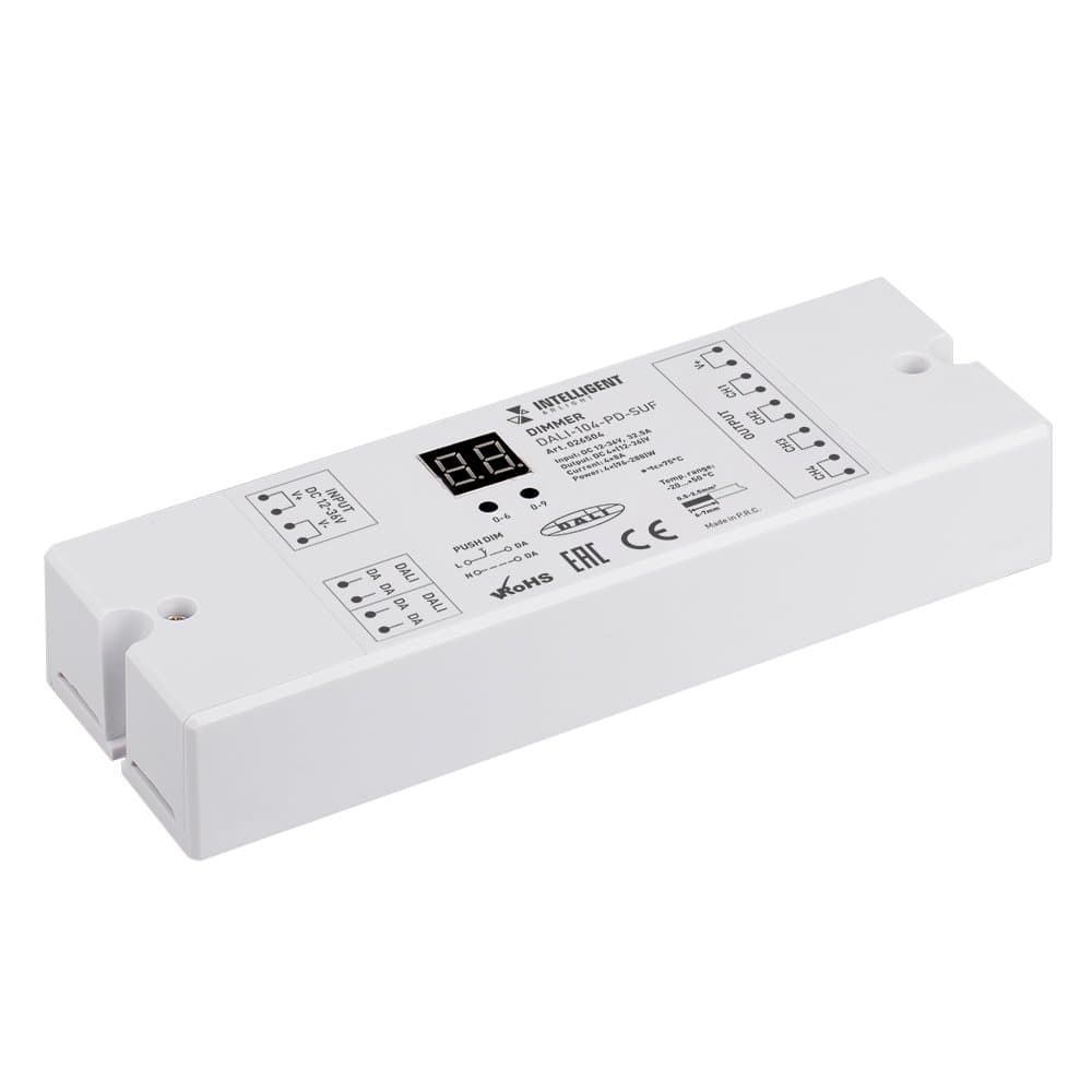 Arlight INTELLIGENT Диммер DALI-104-PD-SUF (12-36V, 4х8А) (INTELLIGENT IP20 Пластик, 3 года) 026504