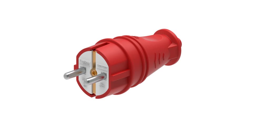 Systeme Electric MultiSet Красная Вилка 2К+З прямая каучуковая 16А/250В IP44 — миниатюра 1