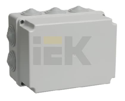 IEK Коробка КМ41245 распаячная для о/п 190х140х120 мм IP44 (RAL7035, 10 гермовводов) — миниатюра 2
