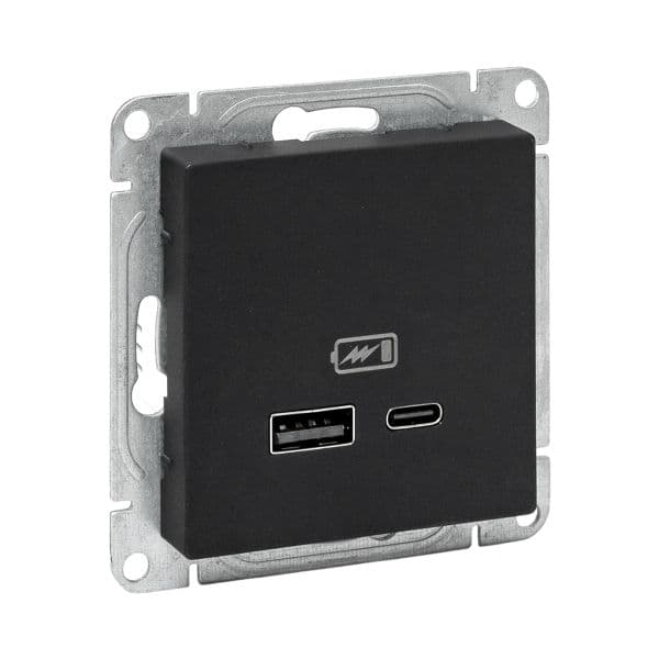 EKF Механизм розетки USB-A+С, чёрный Эпика