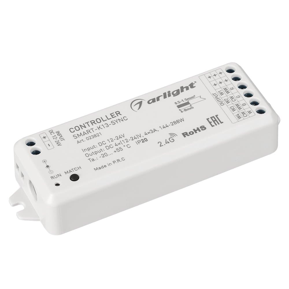 Arlight Контроллер SMART-K13-SYNC (12-24V, 4x3A, 2.4G) (IP20 Пластик, 5 лет) 023821