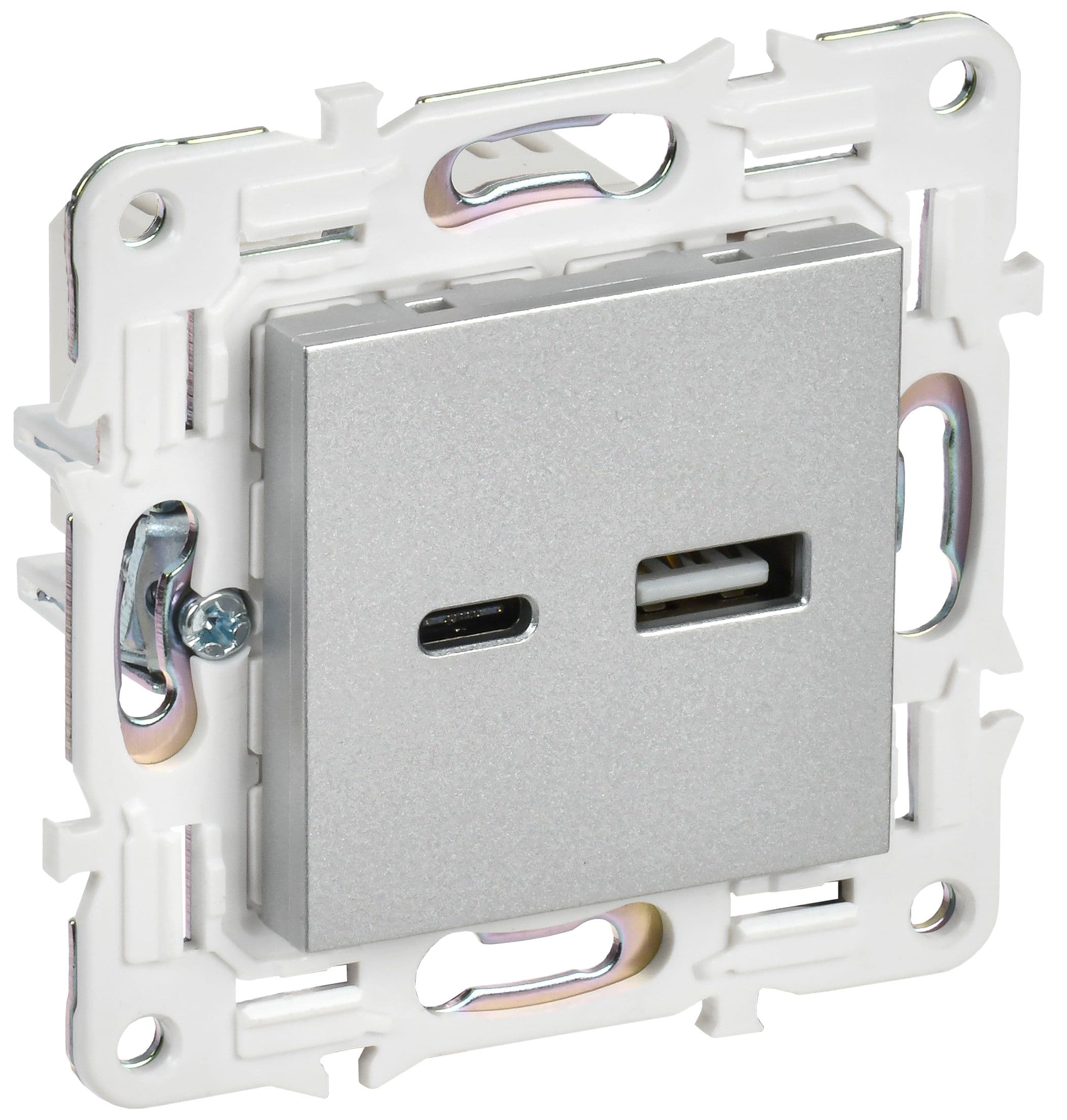 IEK SKANDY Серебряный Розетка USB A+C 18Вт SK-R13S