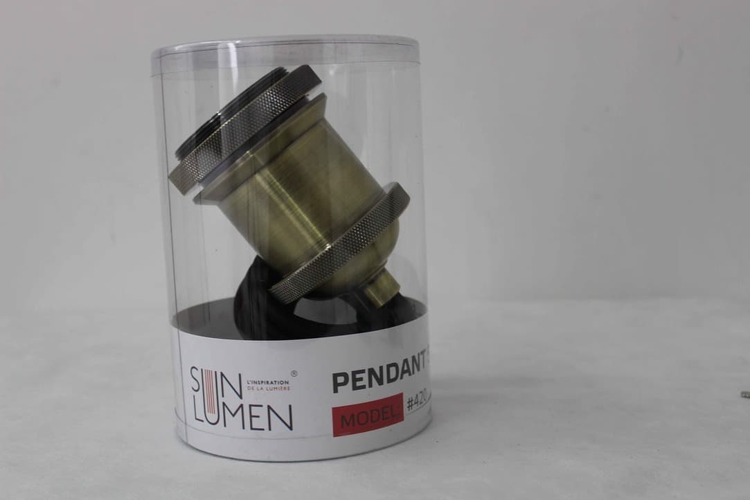 SUN-LUMEN Ретро-патрон с подвесом провод Черный E40  с кольцом, 2x0,75, патрон Бронза, 2m 056-694 — миниатюра 3
