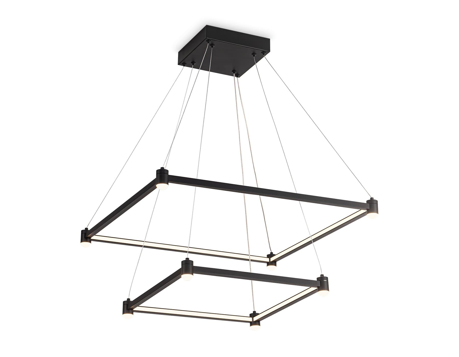 Ambrella Светильник подвесной светодиодный FL5597/2+8 BK черный 60W 3000K/4200K/6400K 600*600*1300 (без ПДУ) — миниатюра 2