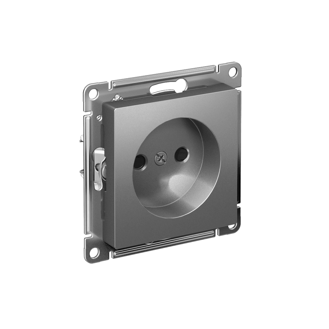 Systeme Electric AtlasDesign Сталь Розетка без заземления со шторками, 16А, мех., быстрозажим. клем. — миниатюра 1