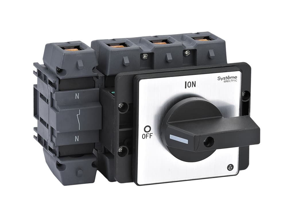 Systeme Electric Выключатель-разъединитель 4P 175A IP20 с чёрной рукояткой на дверцу 4 винтами