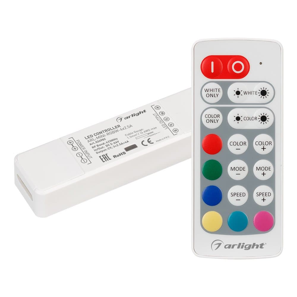 Arlight Контроллер ARL-MINI-RGBW-4x2.5A (5-24V, RF ПДУ 20кн) (IP20 Пластик, 1 год) 024982