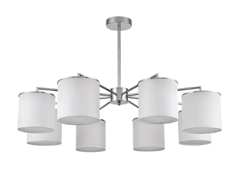 Lumion 6591/8 CLASSI LN24 хром/белый, металл/текстиль Люстра подвесная E14 8*40W 220V SUNTORI