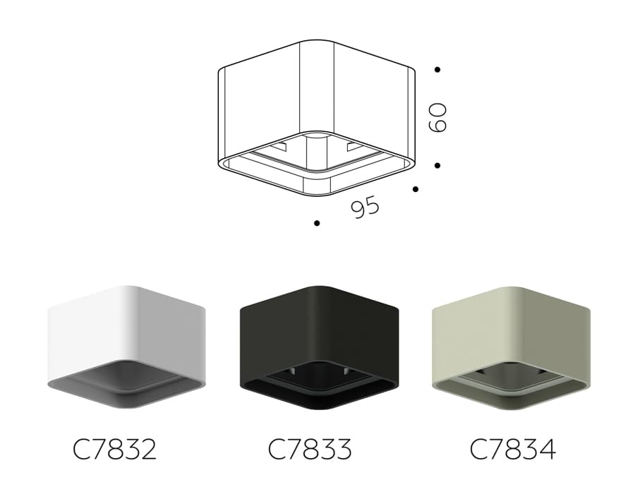 Ambrella Корпус светильника накладной для насадок 70*70mm C7832 SWH белый песок 95*95*H60mm MR16 GU5.3 — миниатюра 2