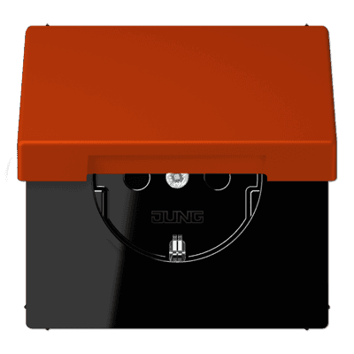 JUNG LS 990 Розетка с/з с защитными шторками с крышкой безвинт. зажим Rouge vermillon 59(4320A) LC1520KIKL4320A