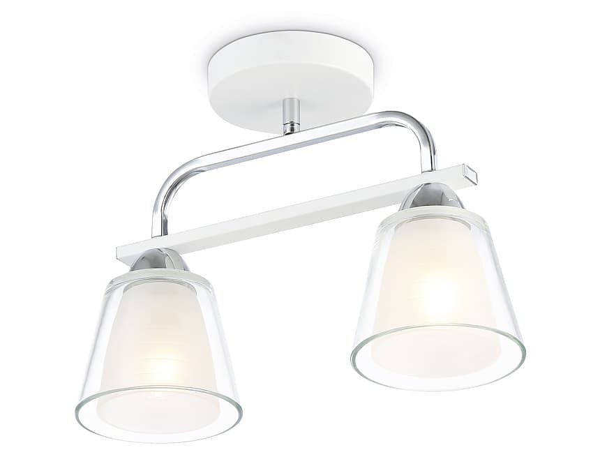 Ambrella Светильник потолочный TR303229/2 WH/CH/CL/FR белый/хром/прозрачный/белый матовый E27*2 max 60W 340*120*250