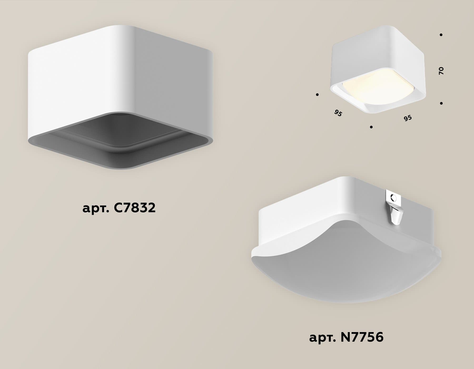 Ambrella Комплект накладного светильника с акрилом XS7832022 SWH/FR белый песок/белый матовый MR16 GU5.3 (C7832, N7756) — миниатюра 2