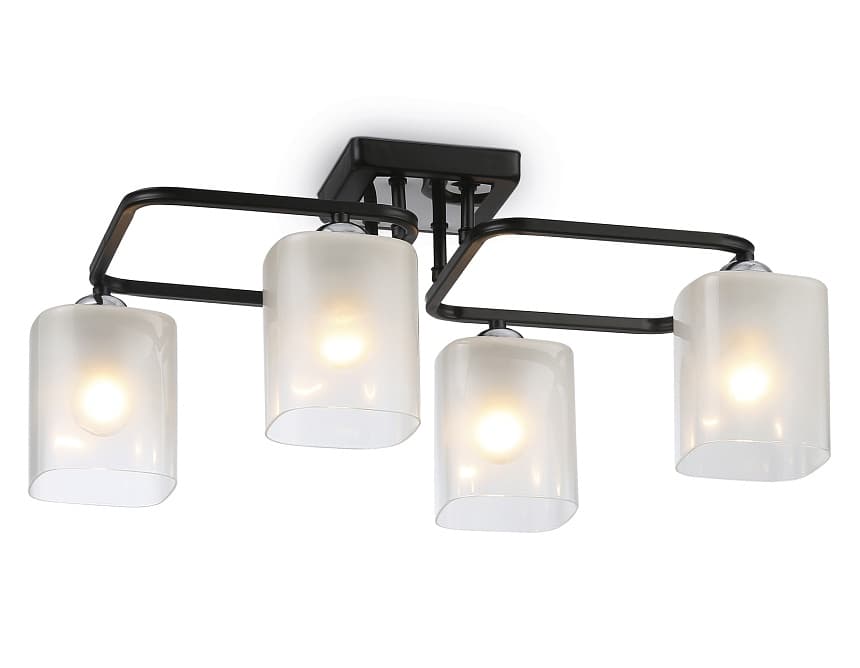 Ambrella Светильник потолочный TR303222/4 BK/CH/FR черный/хром/белый матовый E27*4 max 60W 530*290*220