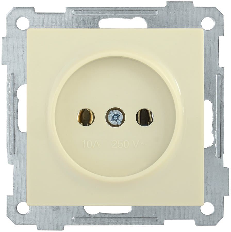 IEK РС10-1-0-Б Розетка без з/к 10А BOLERO кремовый ERB10-K33-10