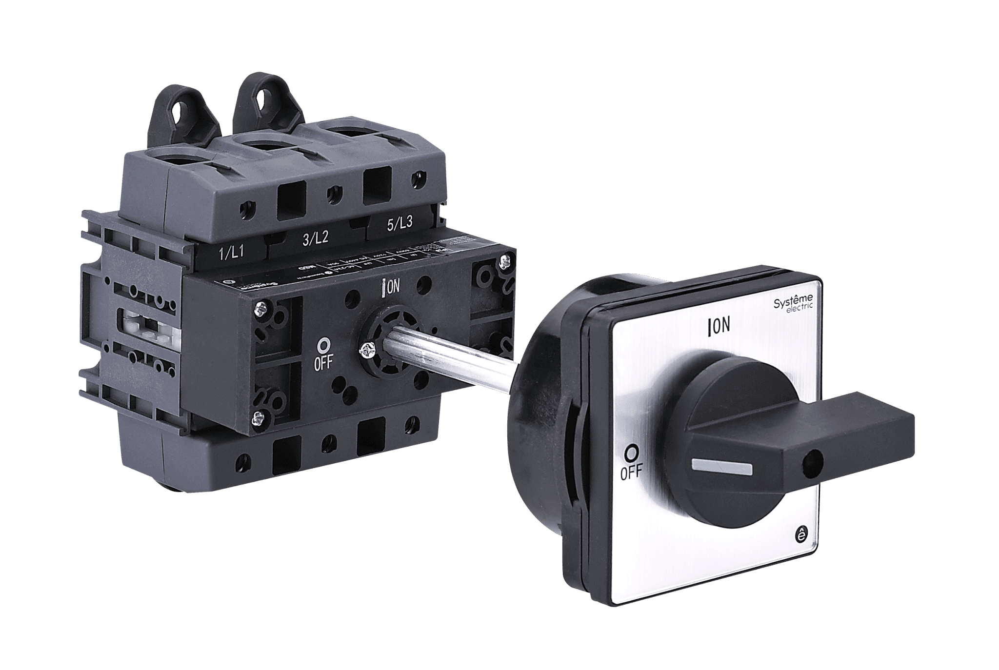 Systeme Electric Выключатель-разъединитель 3P 175A IP20 с чёрной выносной рукояткой на дин-рейке/плате