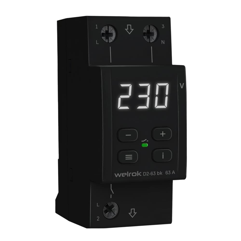 Welrok D2-63 bk Реле напряжения 63 А (max 80 A) 13 900 ВА — миниатюра 2