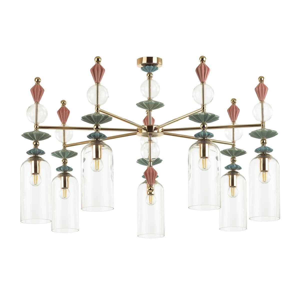 Odeon Light 4855/7C CLASSIC ODL_EX21 золото/раноцветн./керамика/стекло Люстра потолочная E14 7*40W BIZET