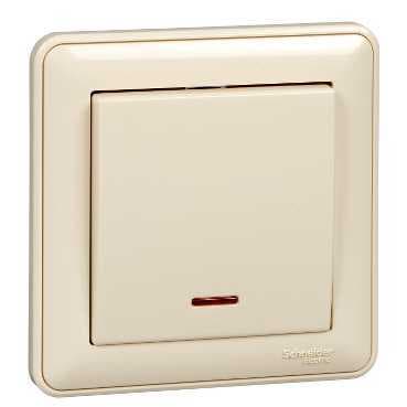 Systeme Electric Wessen 59 Беж Выключатель 1-клавишный с подсветкой 10А (в сборе)