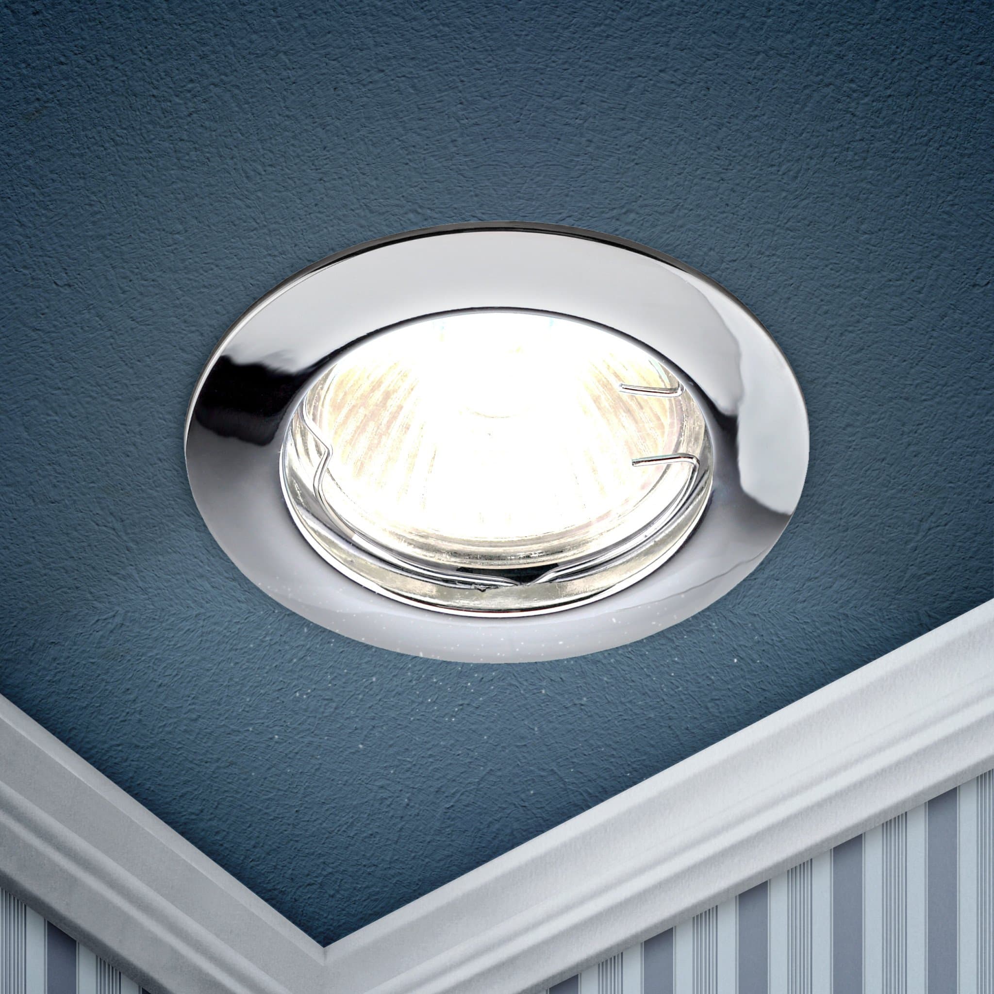 ЭРА KL1 CH /1 Светильник литой простой MR16,12V, 50W хром (100/2100)
