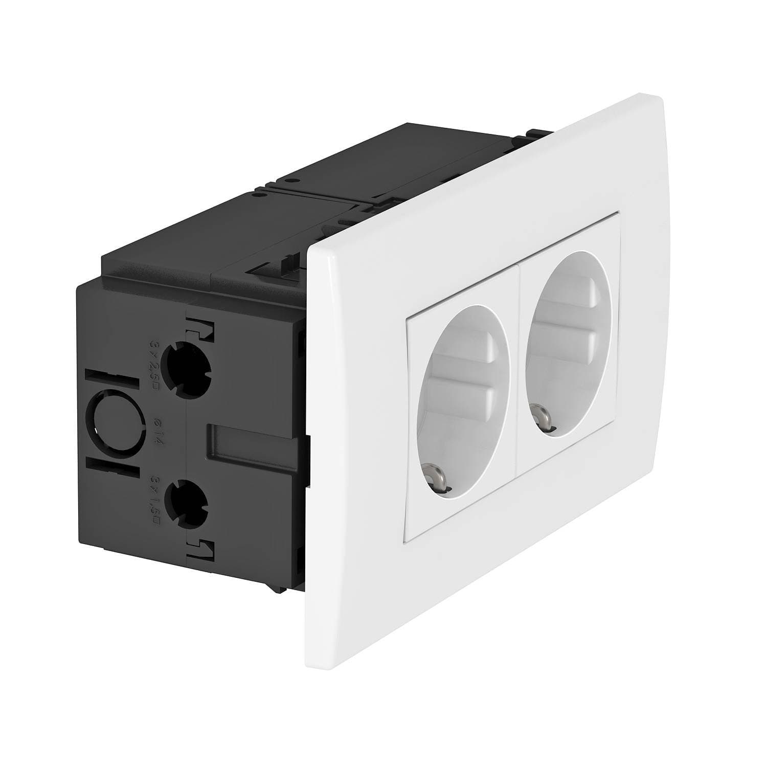 OBO Bettermann Блок розеточный укомплектованный AR45 (2 розетки Schuko, 84x140x59 мм) белый 6119407