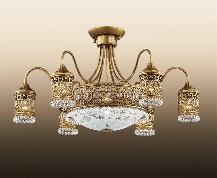 Odeon Light 2641/9C ODL14 238 "под бронзу"/хрусталь Люстра потолочная  E14 9*40W 220V Salona — миниатюра 2