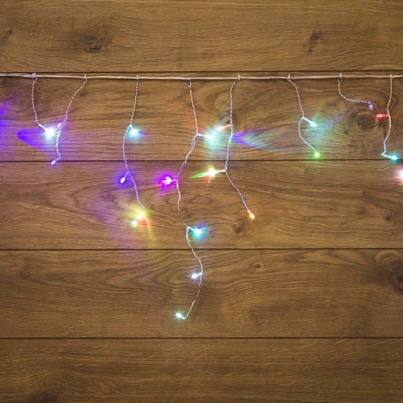 NEON-NIGHT Гирлянда Айсикл (бахрома) светодиодный, 1,8 х 0,5 м, прозрачный провод, 230 В, диоды RGB 255-009