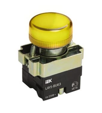 IEK LAY5 Индикатор LAY5-BU65 желтого цвета d22мм — миниатюра 2