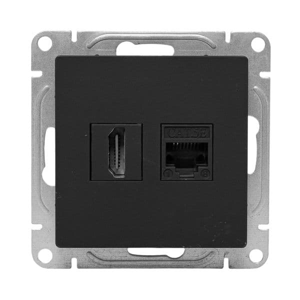 EKF Механизм розетки HDMI+RJ45 (cat5), чёрный Эпика — миниатюра 5
